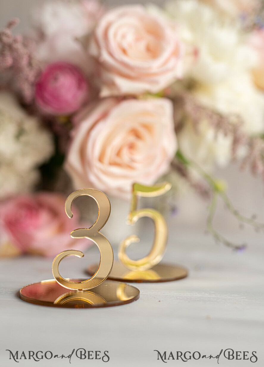 TABLE DECOR SIGNS Acrylic table decor Numbers Acrylic Table Numbers, Golden Mirror Acrylic and gold Sign, Gold Plexi Table Numbers, Luxury Wedding Table Decor, 3D Wedding Signage Golden mirror table numbers
