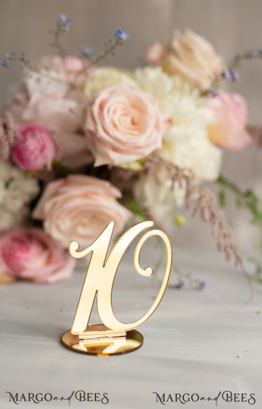 TABLE DECOR SIGNS Acrylic table decor Numbers Acrylic Table Numbers, Golden Mirror Acrylic and gold Sign, Gold Plexi Table Numbers, Luxury Wedding Table Decor, 3D Wedding Signage Golden mirror table numbers