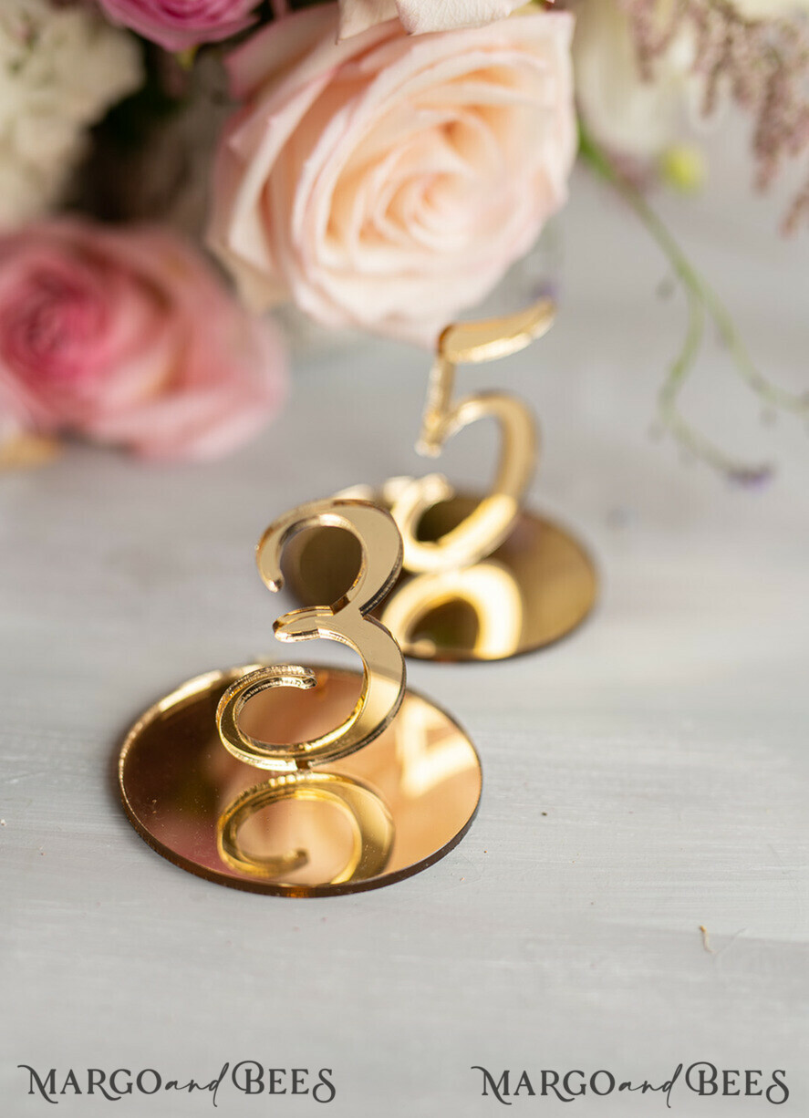 TABLE DECOR SIGNS Acrylic table decor Numbers Acrylic Table Numbers, Golden Mirror Acrylic and gold Sign, Gold Plexi Table Numbers, Luxury Wedding Table Decor, 3D Wedding Signage Golden mirror table numbers
