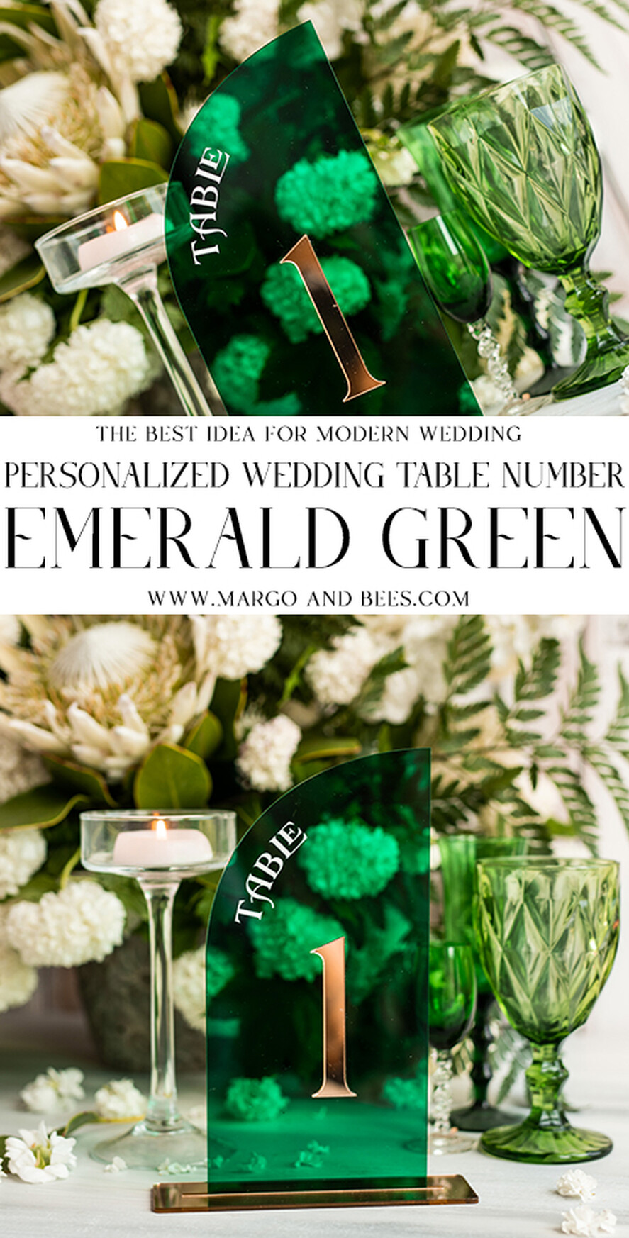 TABLE DECOR SIGNS Acrylic table decor Numbers Acrylic Half Arch Green Table Numbers, Green Acrylic and gold table numbers, Emerald Green Gold Plexi Table Numbers,  Luxury Wedding Table Decor, Wedding Sign