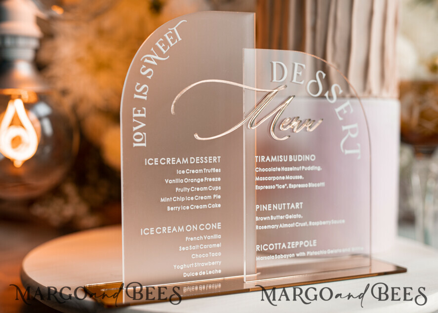 TABLE DECOR SIGNS Acrylic table decor Numbers Acrylic Arch Table Number and menu Combo, Clear and Frozen Acryl gold Signs, Gold Plexi Table Numbers nad Menu Combo Luxury Wedding Table Decor, Wedding Signage