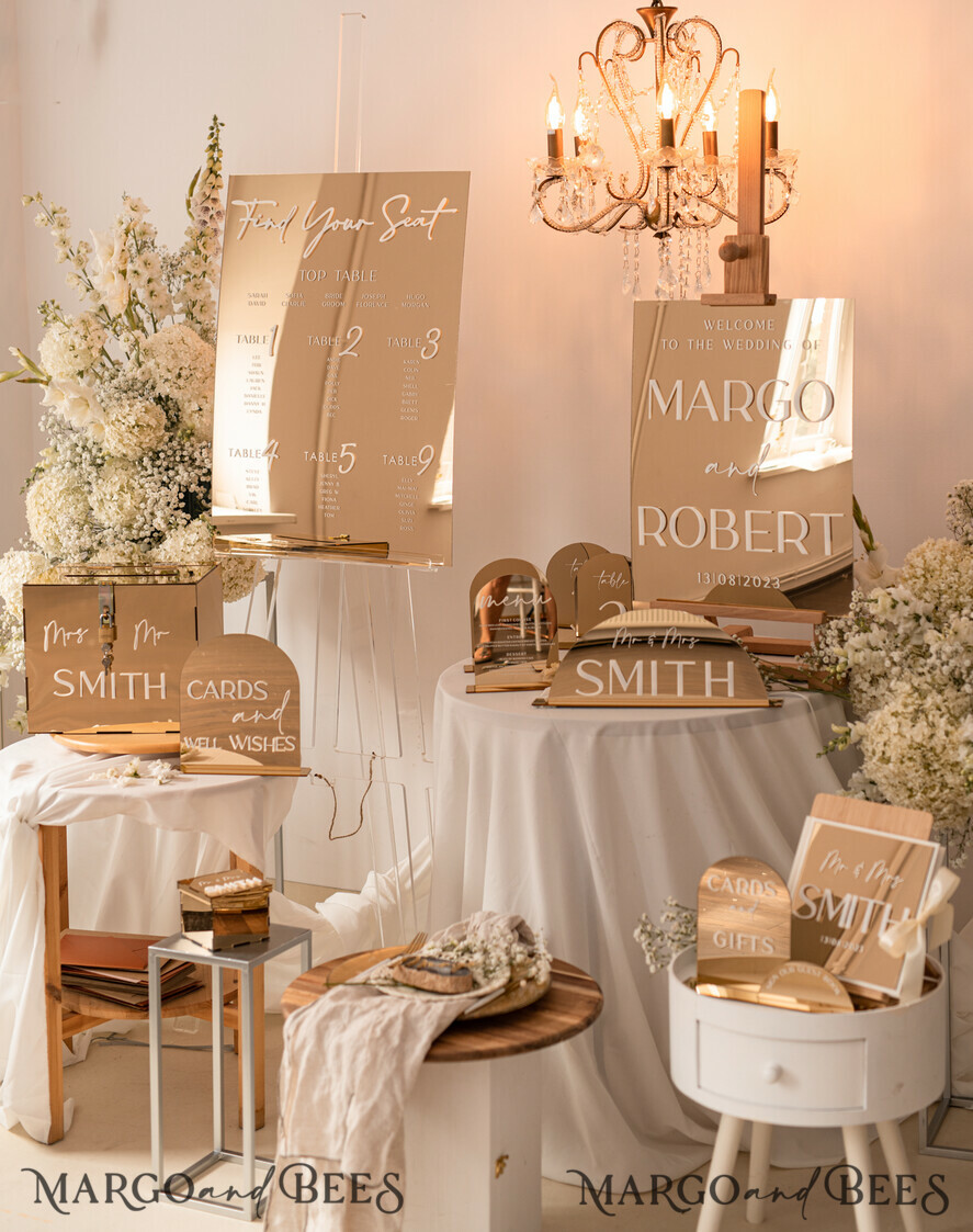 Acrylic Arch Top Table Sign Gold Mirror Acrylic Sign Golden