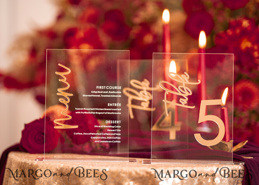 TABLE DECOR SIGNS Acrylic table decor Numbers Transparent Acrylic Table Numbers, Clear Acrylic And Gold Sign, Gold Plexi Table Numbers, Luxury Wedding Table Decor, Wedding Signage Golden Mirror Table Numbers