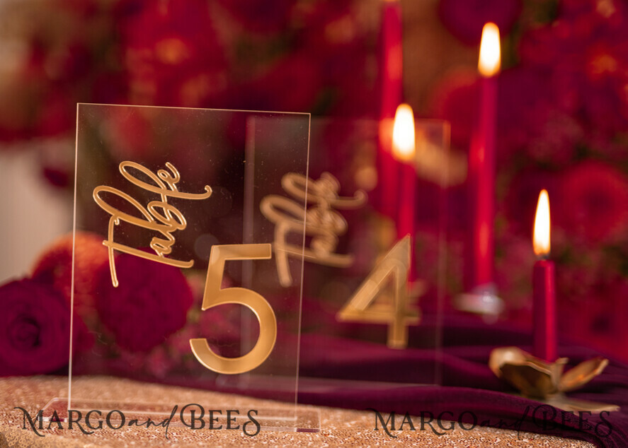 TABLE DECOR SIGNS Acrylic table decor Numbers Transparent Acrylic Table Numbers, Clear Acrylic And Gold Sign, Gold Plexi Table Numbers, Luxury Wedding Table Decor, Wedding Signage Golden Mirror Table Numbers