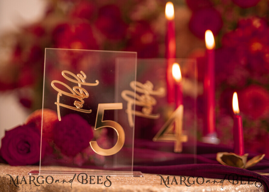 TABLE DECOR SIGNS Acrylic table decor Numbers Transparent Acrylic Table Numbers, Clear Acrylic And Gold Sign, Gold Plexi Table Numbers, Luxury Wedding Table Decor, Wedding Signage Golden Mirror Table Numbers