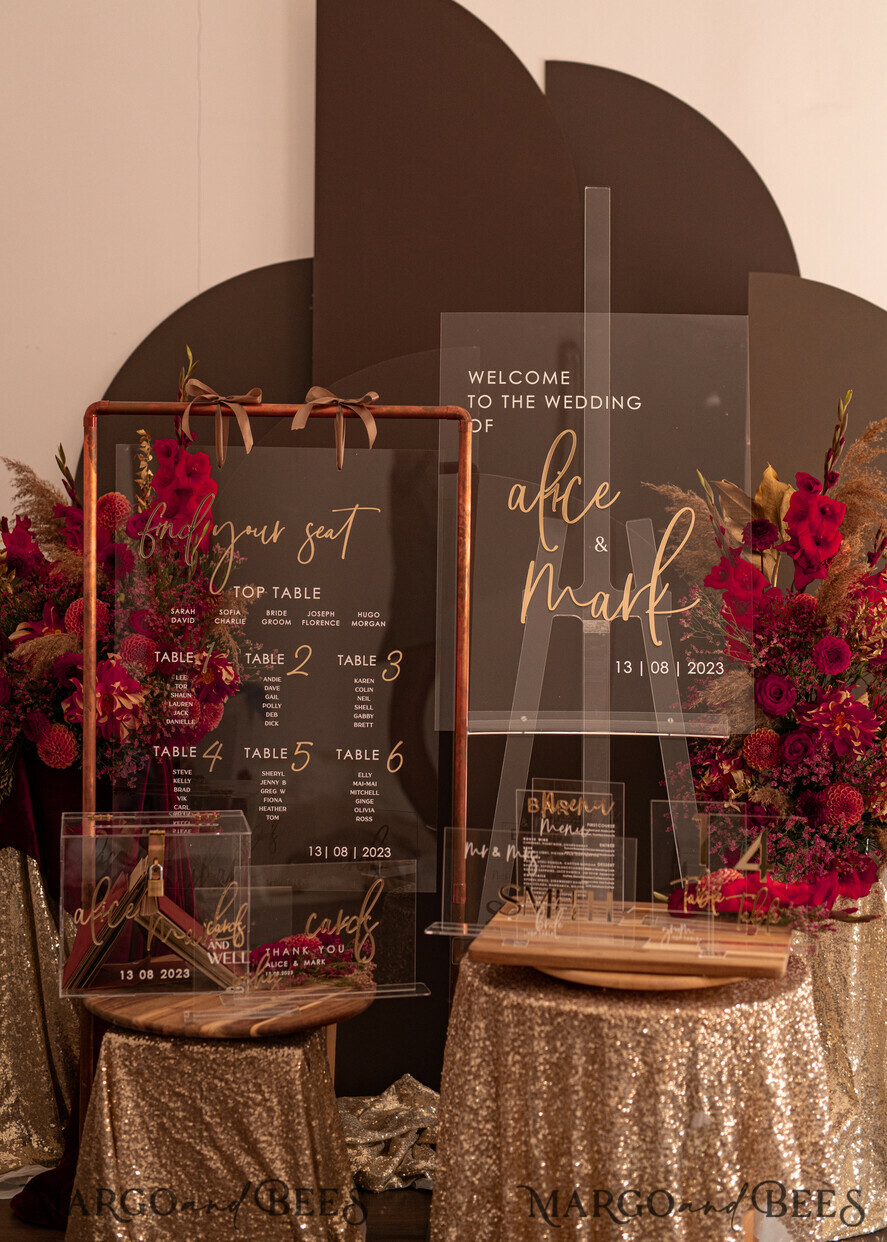 TABLE DECOR SIGNS Acrylic table decor Numbers Transparent Acrylic Table Numbers, Clear Acrylic And Gold Sign, Gold Plexi Table Numbers, Luxury Wedding Table Decor, Wedding Signage Golden Mirror Table Numbers