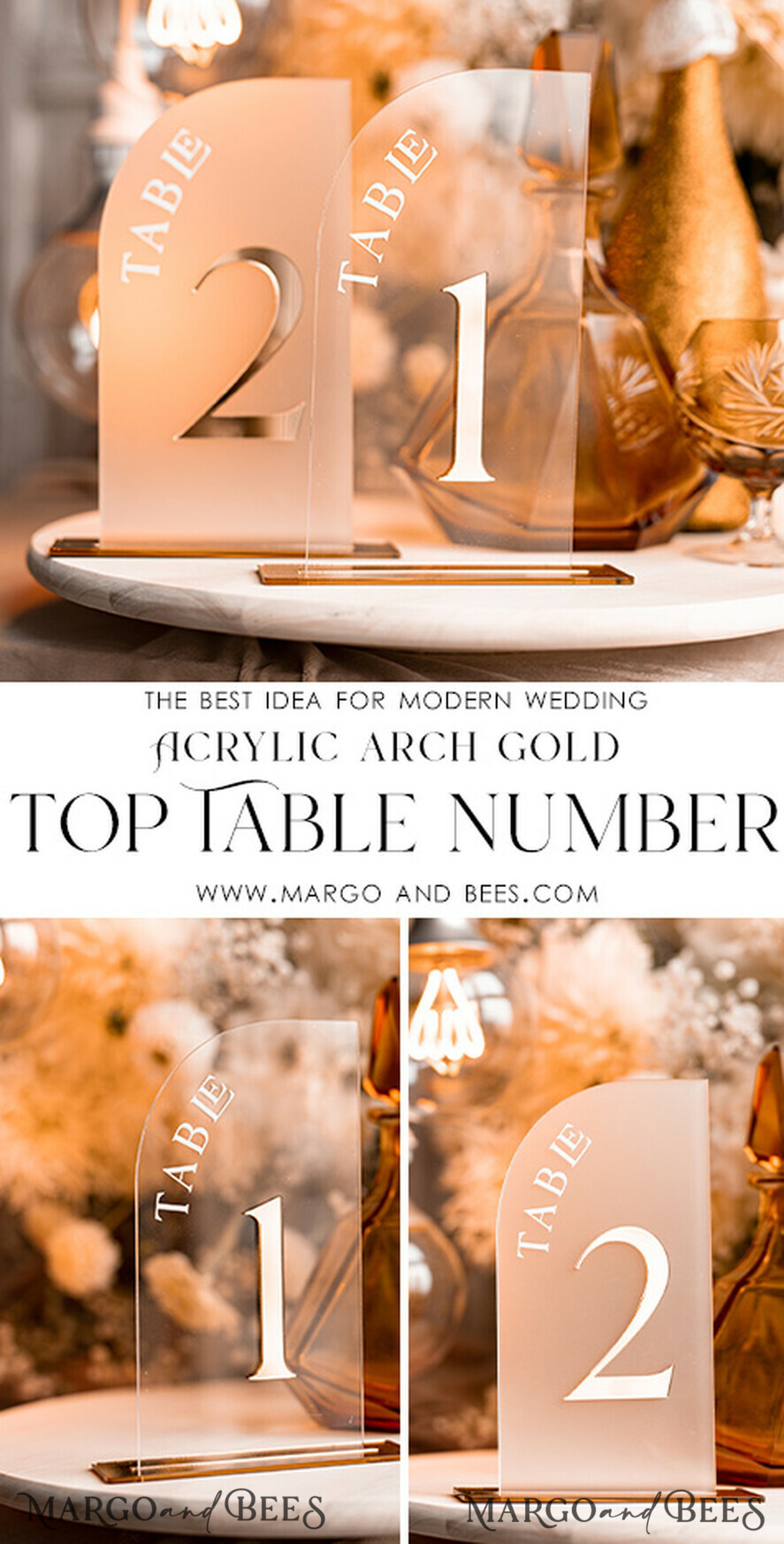 TISCHDEKORATIONSCHILDER   Acryl Tischdekoration Zahlen Acrylbogen Tischnummern, klare Acryl- und goldene Beschilderung, goldene Plexi Tischnummern, luxuriöse Hochzeits Tischdekoration, 3D goldener Spiegel Hochzeitsbeschilderung, bearbeitbarer Text