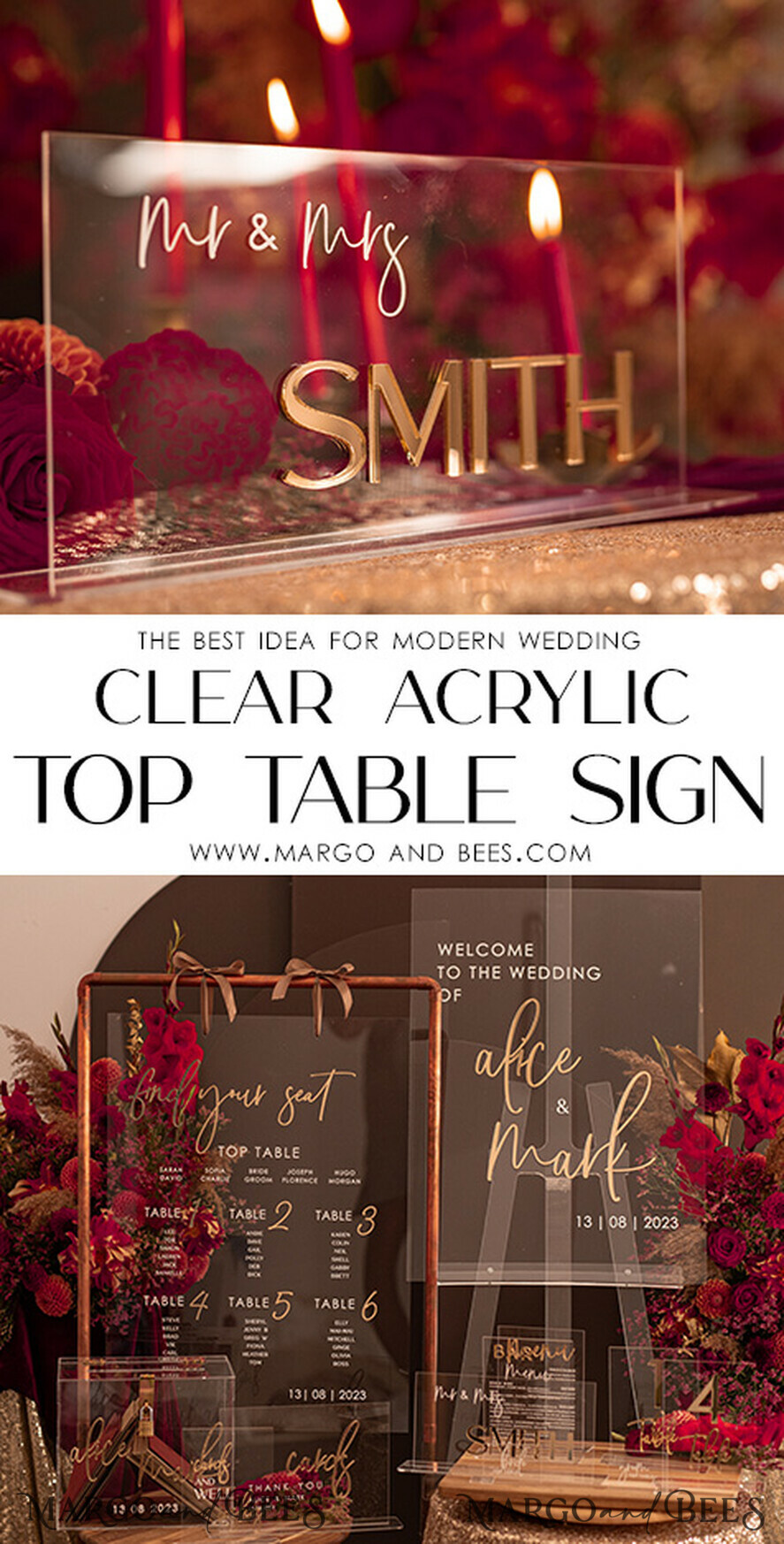TABLE DECOR SIGNS Acrylic table decor Numbers Transparent Acrylic Top Table Sign, Gold Mirror Acrylic Sign, Golden Plexi Top Table Sign, Luxury Wedding Table Decor, Wedding Signage Golden Mirror Cards Sign