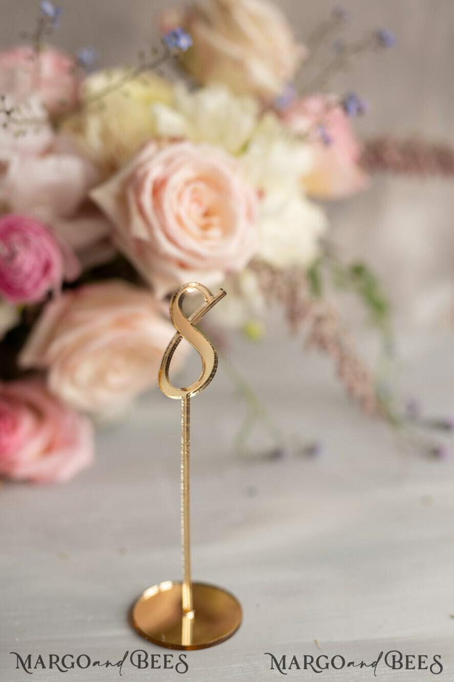 TABLE DECOR SIGNS Acrylic table decor Numbers Acrylic Table Numbers, Golden Mirror Acrylic and gold Sign, Gold Plexi Table Numbers, Luxury Wedding Table Decor, Wedding Signage 3D Golden mirror table number 