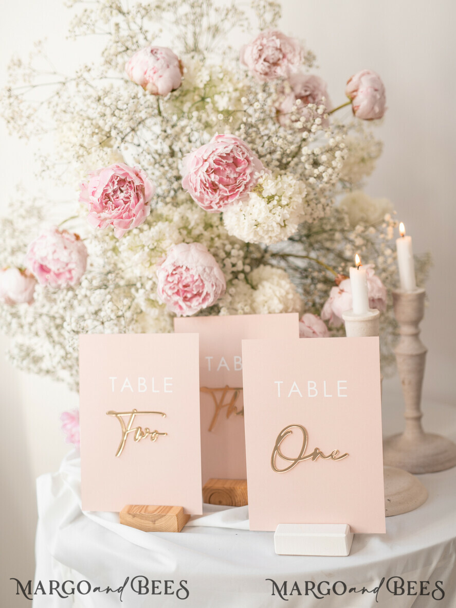 TISCHDEKORATIONSCHILDER   Acryl Tischdekoration Zahlen Hochzeitstischnummern, Pinke und Goldene Tischnummern, Acryl Tischnummern, Set von Tischnummern, Mittelstücke Luxus Dekorationen, Hochzeitstischnummern BpPXSet