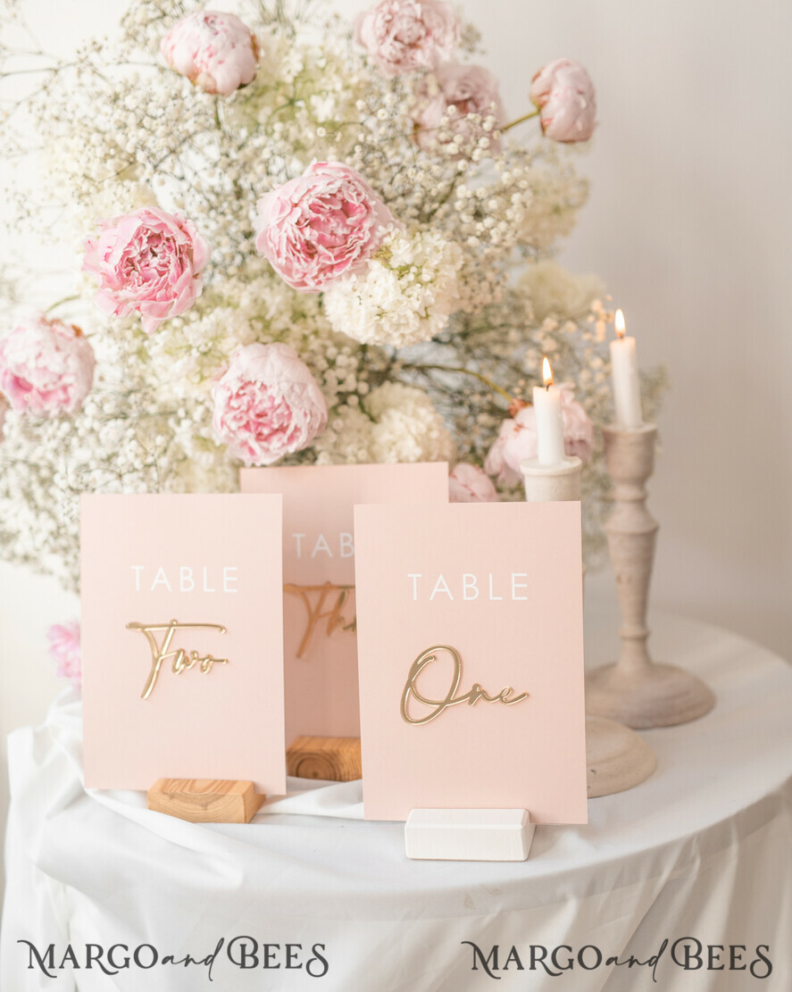 TISCHDEKORATIONSCHILDER   Acryl Tischdekoration Zahlen Hochzeitstischnummern, Pinke und Goldene Tischnummern, Acryl Tischnummern, Set von Tischnummern, Mittelstücke Luxus Dekorationen, Hochzeitstischnummern BpPXSet