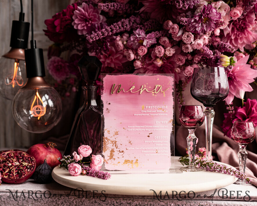 TABLE DECOR SIGNS Acrylic table decor Numbers Ombre Painted Pale pink Mauve Acrylic modern Table menu, Dusty Rose Acrylic & gold Sign, Gold Plexi Table Number, Luxury Wedding Table Decor, 3D Wedding Signage