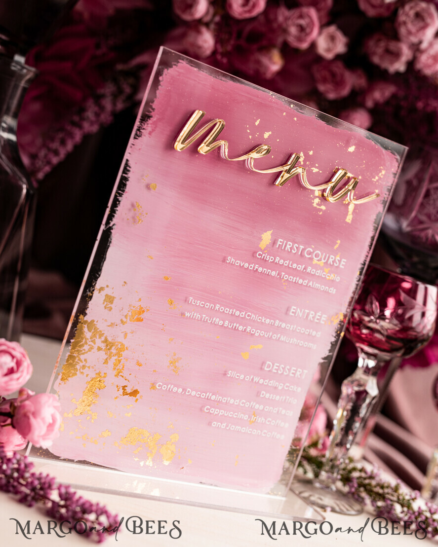 TABLE DECOR SIGNS Acrylic table decor Numbers Ombre Painted Pale pink Mauve Acrylic modern Table menu, Dusty Rose Acrylic & gold Sign, Gold Plexi Table Number, Luxury Wedding Table Decor, 3D Wedding Signage