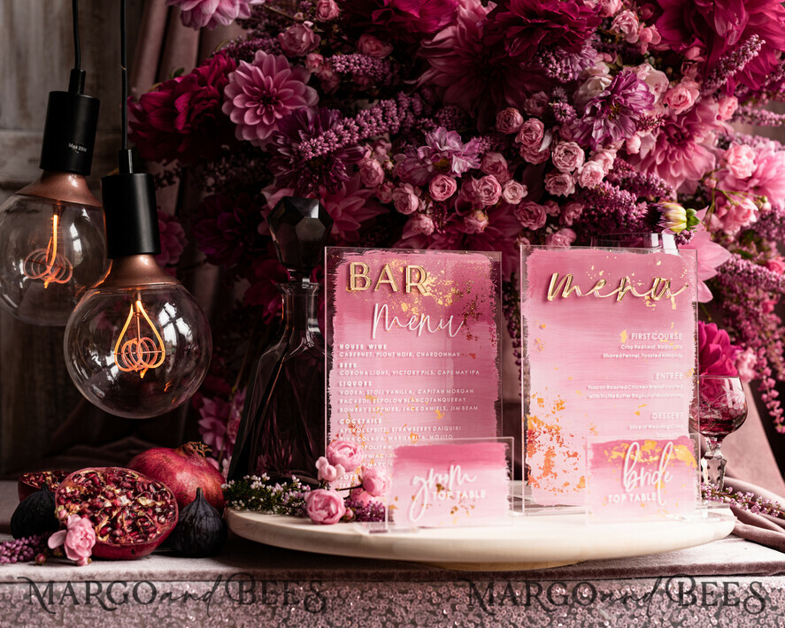 TABLE DECOR SIGNS Acrylic table decor Numbers Ombre Painted Pale pink Mauve Acrylic modern Table menu, Dusty Rose Acrylic & gold Sign, Gold Plexi Table Number, Luxury Wedding Table Decor, 3D Wedding Signage