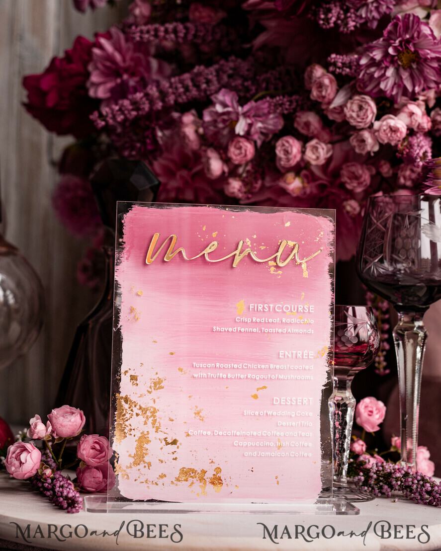 TABLE DECOR SIGNS Acrylic table decor Numbers Ombre Painted Pale pink Mauve Acrylic modern Table menu, Dusty Rose Acrylic & gold Sign, Gold Plexi Table Number, Luxury Wedding Table Decor, 3D Wedding Signage