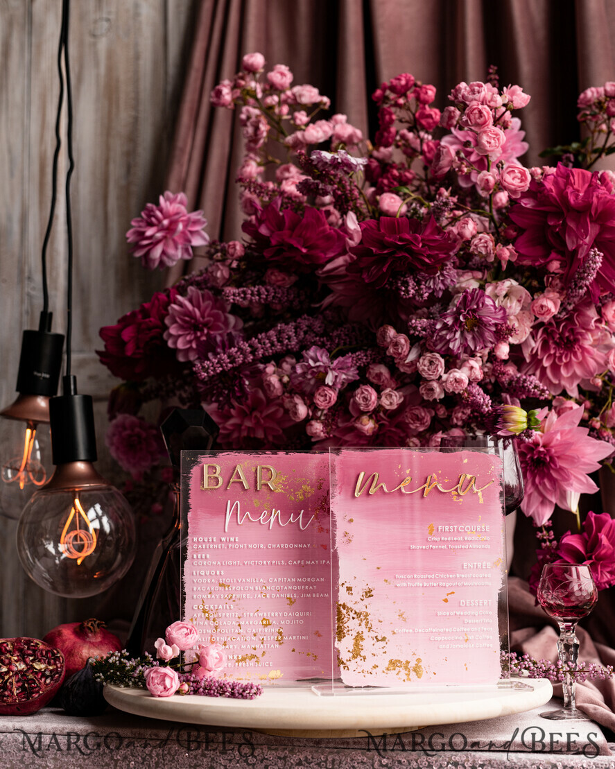 TABLE DECOR SIGNS Acrylic table decor Numbers Ombre Painted Pale pink Mauve Acrylic modern Table menu, Dusty Rose Acrylic & gold Sign, Gold Plexi Table Number, Luxury Wedding Table Decor, 3D Wedding Signage