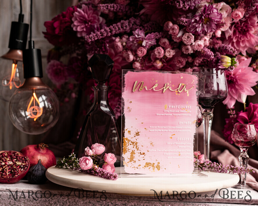 TABLE DECOR SIGNS Acrylic table decor Numbers Ombre Painted Pale pink Mauve Acrylic modern Table menu, Dusty Rose Acrylic & gold Sign, Gold Plexi Table Number, Luxury Wedding Table Decor, 3D Wedding Signage
