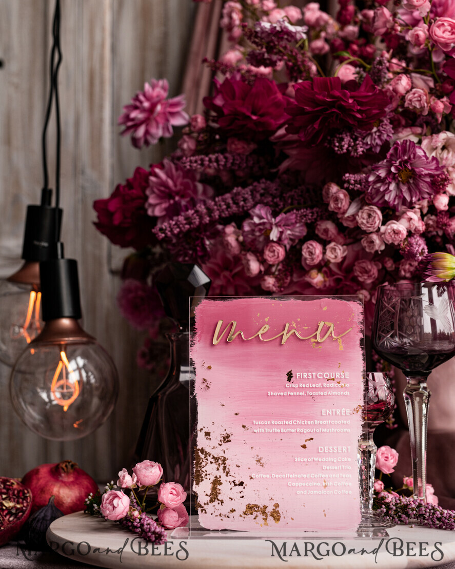 TABLE DECOR SIGNS Acrylic table decor Numbers Ombre Painted Pale pink Mauve Acrylic modern Table menu, Dusty Rose Acrylic & gold Sign, Gold Plexi Table Number, Luxury Wedding Table Decor, 3D Wedding Signage