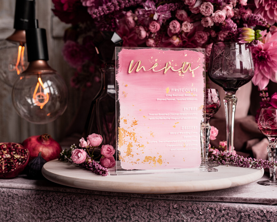 TABLE DECOR SIGNS Acrylic table decor Numbers Ombre Painted Pale pink Mauve Acrylic modern Table menu, Dusty Rose Acrylic & gold Sign, Gold Plexi Table Number, Luxury Wedding Table Decor, 3D Wedding Signage