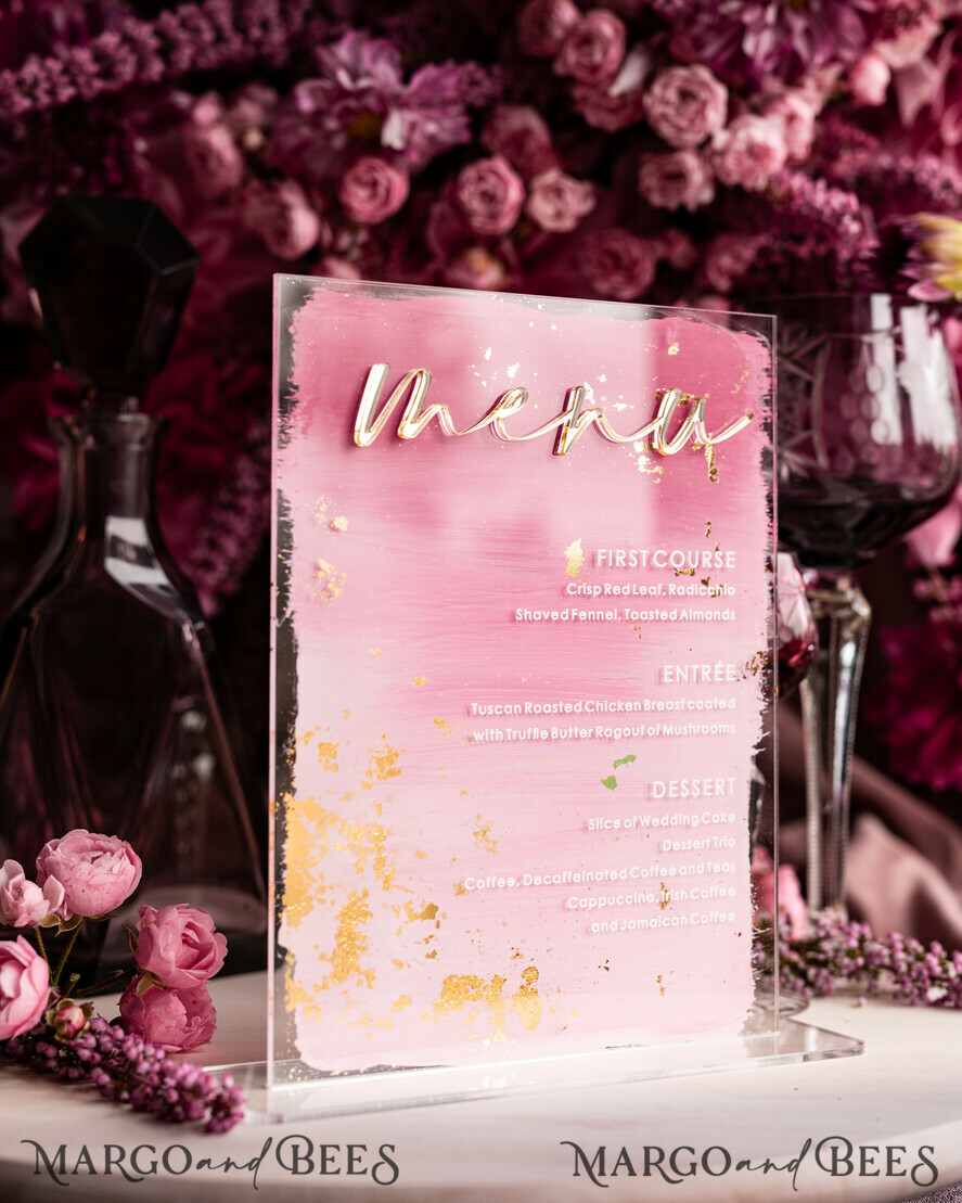 TABLE DECOR SIGNS Acrylic table decor Numbers Ombre Painted Pale pink Mauve Acrylic modern Table menu, Dusty Rose Acrylic & gold Sign, Gold Plexi Table Number, Luxury Wedding Table Decor, 3D Wedding Signage