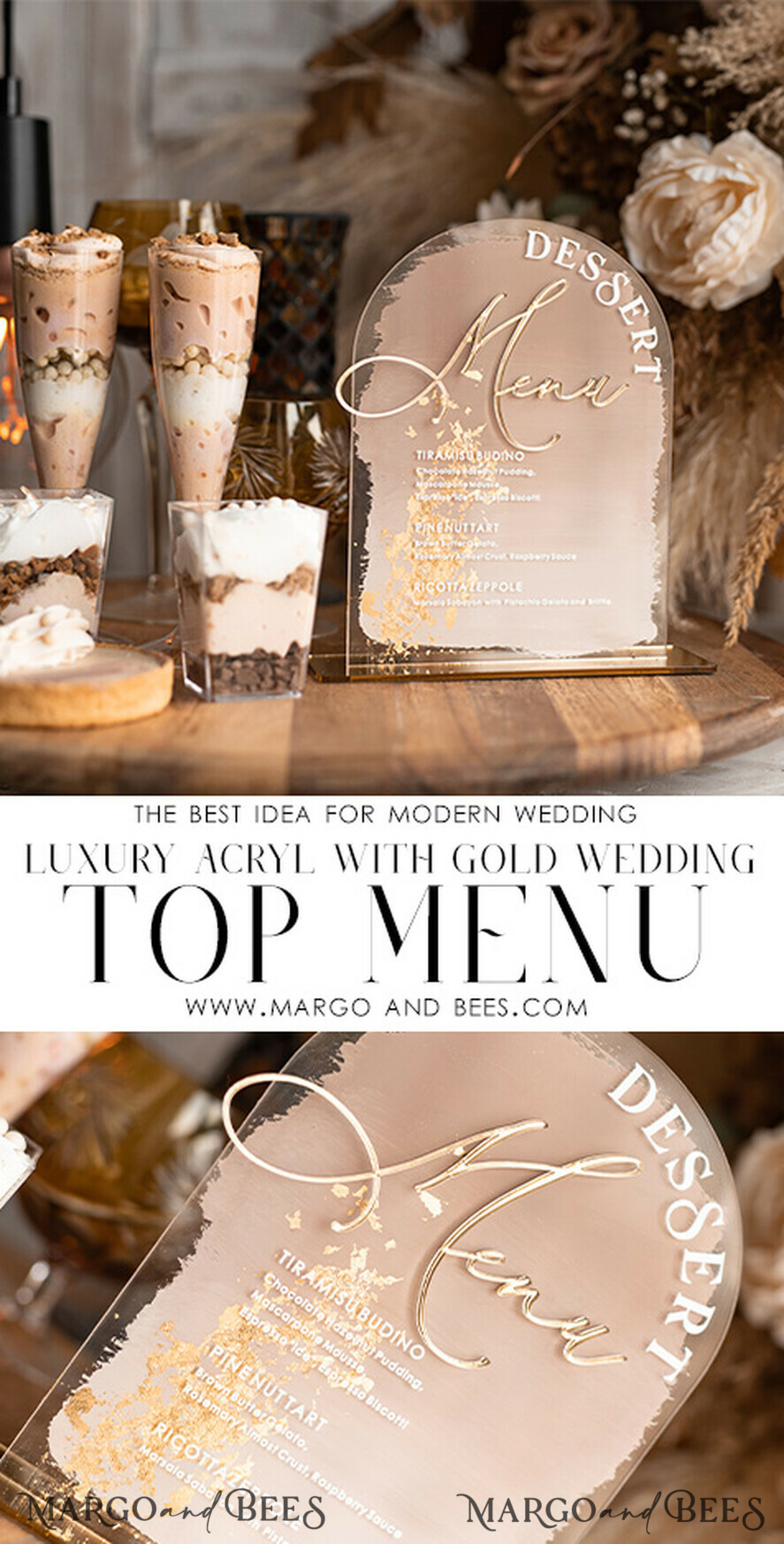 TABLE DECOR SIGNS Acrylic table decor Numbers Acrylic Arch Deessert menu, Clear Acrylic gold Candy Bar Sign, Gold Plexi Table Arch Menu, Luxury Wedding Table Decor, Wedding Signage Golden mirror Dessert Menu