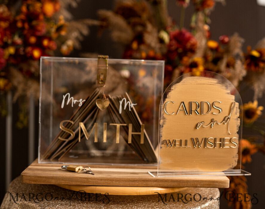 TABLE DECOR SIGNS Acrylic table decor Numbers Only Sign - No card box here Acrylic Arch cards and well wishes sign , Clear Acrylic and gold Sign, Gold Plexi card box sign, Luxury Wedding Table Decor, Wedding Signage Golden mirror cards sign