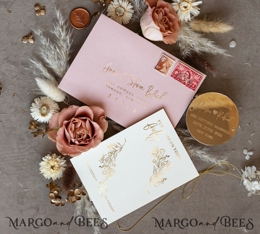 SAVE THE DATES acrylic gold magnets Personalised Gold Acrylic circle Save the Date Magnet and Card, blush Pink Wedding Save The Dates Plexi Magnets, Wedding Boho Save The Date Cards