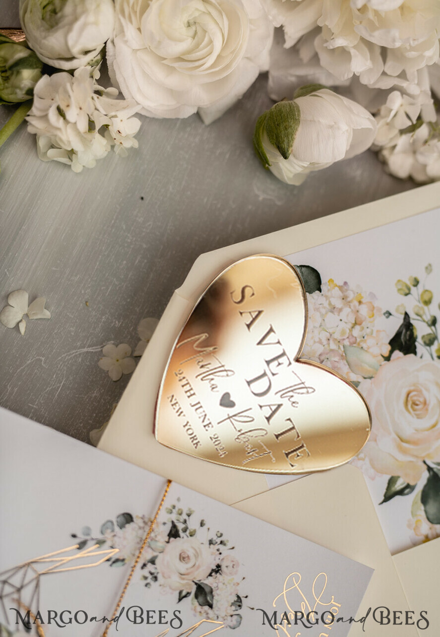 SAVE THE DATES acrylic gold magnets Personalised Gold Acrylic  Save the Date Magnet and Card, Gold Wedding Save The Dates Plexi Magnets, Wedding Boho Save The Date Cards