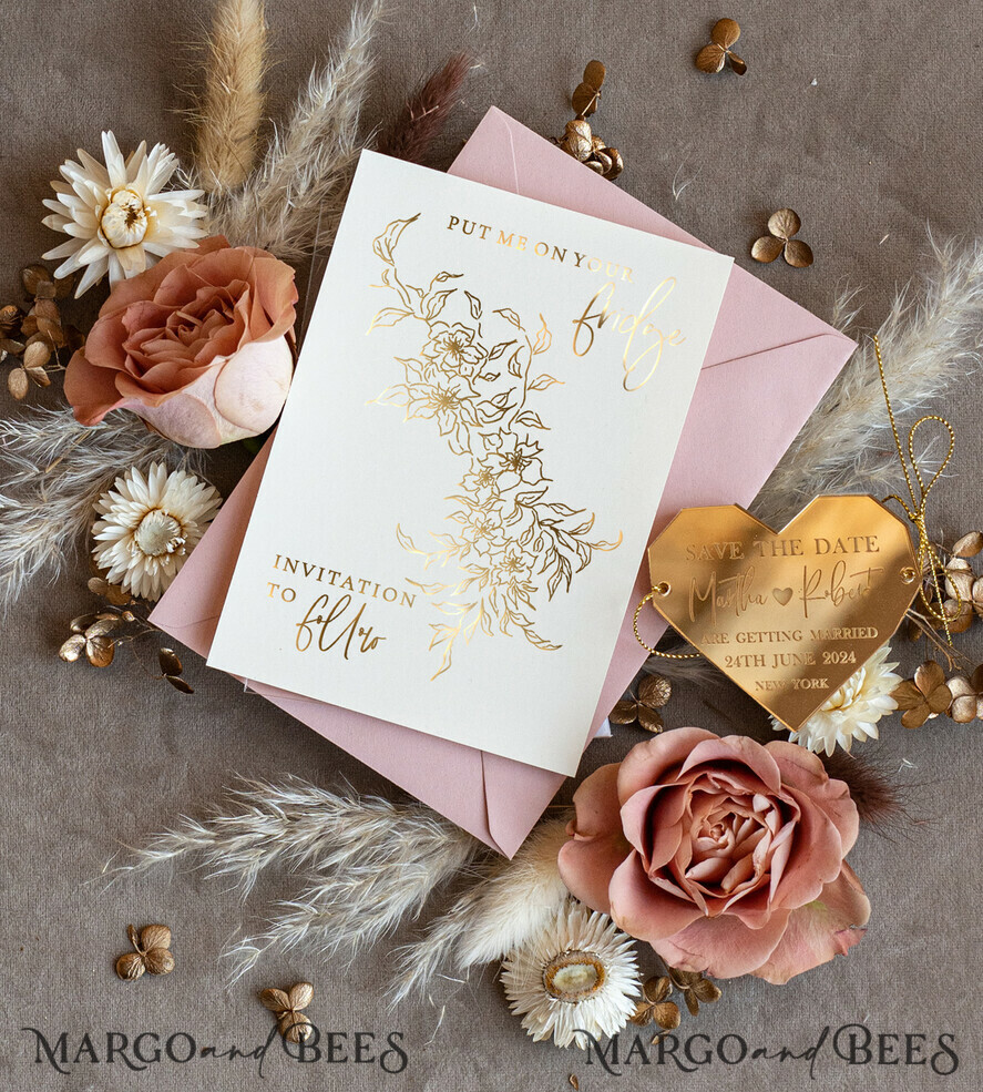 SAVE THE DATES acrylic gold magnets Personalised Gold Acrylic Heart Save the Date Magnet and Card, blush Pink Wedding Save The Dates Plexi Magnets, Wedding Boho Save The Date Cards