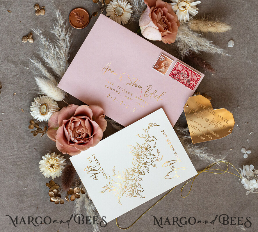 SAVE THE DATES acrylic gold magnets Personalised Gold Acrylic Heart Save the Date Magnet and Card, blush Pink Wedding Save The Dates Plexi Magnets, Wedding Boho Save The Date Cards