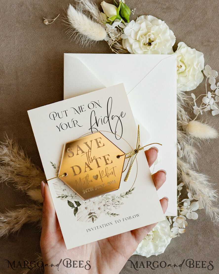 DATEN MERKEN Acrylgoldmagnete Personalisierte goldene Acryl-Hexagon 