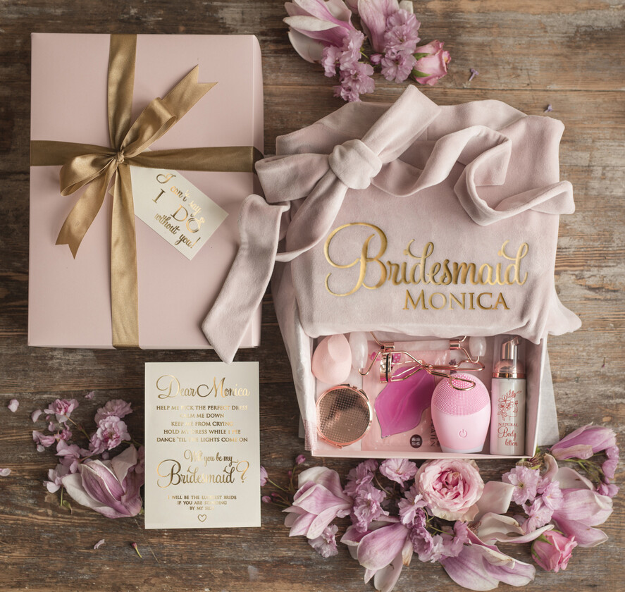 Brautjungfer/Trauzeuge Box WIRST DU MEINE BRAUTJUNGEFRIENDE SEIN? Brautjungfer Luxus Samtrobe, Brautjungfern Geschenkbox, Spa-Tag Kosmetik Hochzeitsset