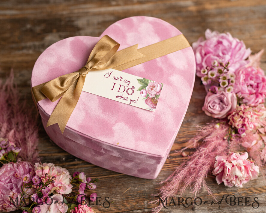 Brautjungfer/Trauzeuge Box WIRST DU MEINE BRAUTJUNGEFRIENDE SEIN? Brautjungfern-Antrag Samt-Herzbox, Wirst du meine Brautjungfer Geschenk, Wirst du meine Trauzeugin Antrag Geschenkbox-Set mit Tasse
