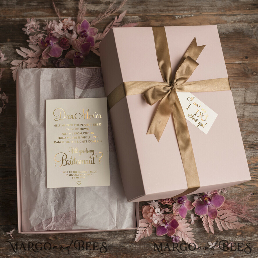 Brautjungfer/Trauzeuge Box WIRST DU MEINE BRAUTJUNGEFRIENDE SEIN? Brautjungfern Geschenkbox für die Trauzeugin, Samtrobe für die Brautjungfernfrage, natürliches Set für die Hochzeit