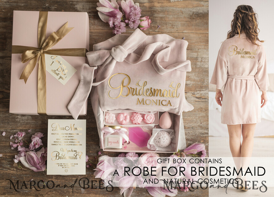 Brautjungfer/Trauzeuge Box WIRST DU MEINE BRAUTJUNGEFRIENDE SEIN? Brautjungfern Geschenkbox für die Trauzeugin, Samtrobe für die Brautjungfernfrage, natürliches Set für die Hochzeit