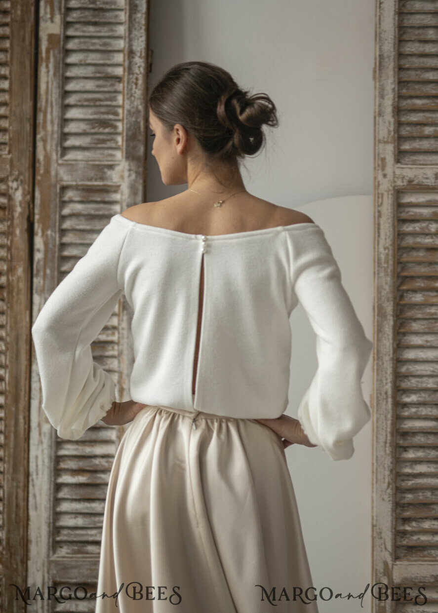 BRIDE bolero, robes, garter WEDDING BOLERO & SHRUGS Wedding Bolero Long Sleeve, Wedding Puff Sleeve Shrug, Bridal wedding Coverup,  Wedding Dress Topper, Bridal Capelet