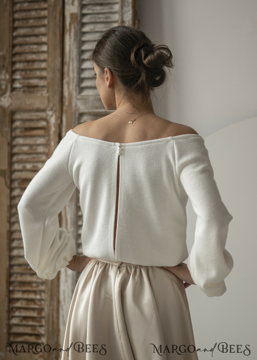 BRIDE bolero, robes, garter WEDDING BOLERO & SHRUGS Wedding Bolero Long Sleeve, Wedding Puff Sleeve Shrug, Bridal wedding Coverup,  Wedding Dress Topper, Bridal Capelet