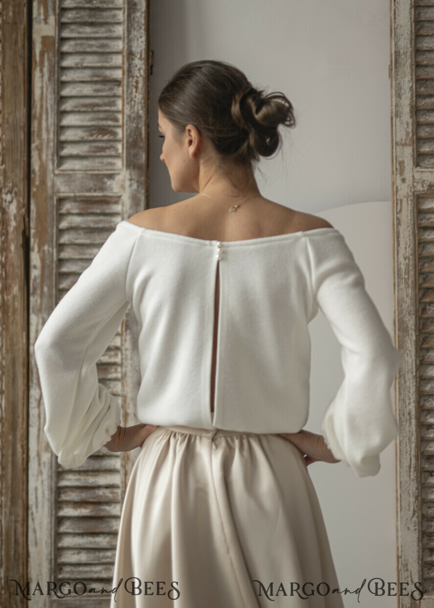 BRIDE bolero, robes, garter WEDDING BOLERO & SHRUGS Wedding Bolero Long Sleeve, Wedding Puff Sleeve Shrug, Bridal wedding Coverup,  Wedding Dress Topper, Bridal Capelet