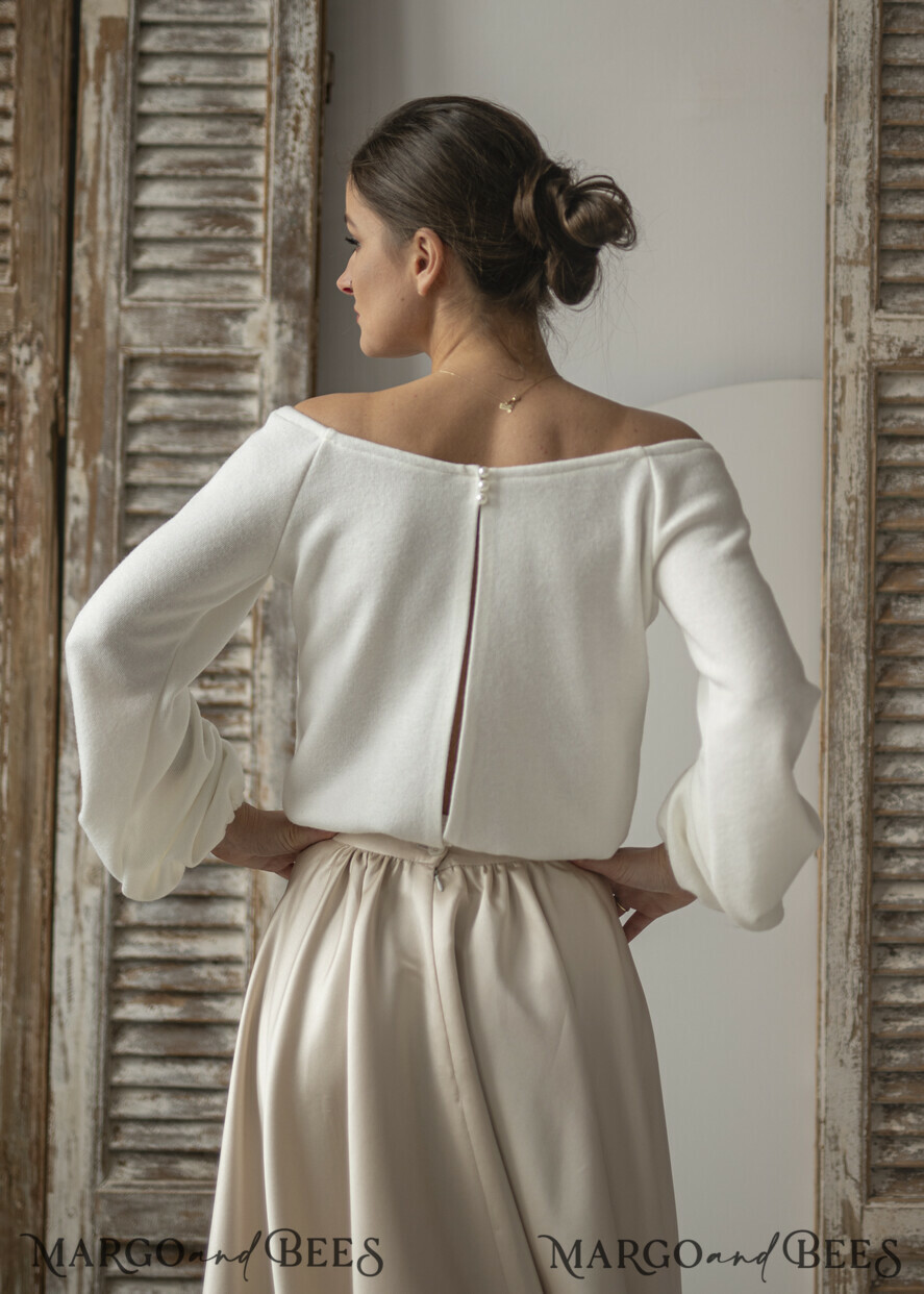 BRIDE bolero, robes, garter WEDDING BOLERO & SHRUGS Wedding Bolero Long Sleeve, Wedding Puff Sleeve Shrug, Bridal wedding Coverup,  Wedding Dress Topper, Bridal Capelet