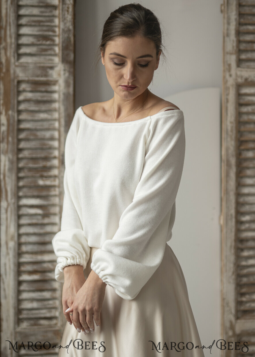 BRIDE bolero, robes, garter WEDDING BOLERO & SHRUGS Wedding Bolero Long Sleeve, Wedding Puff Sleeve Shrug, Bridal wedding Coverup,  Wedding Dress Topper, Bridal Capelet