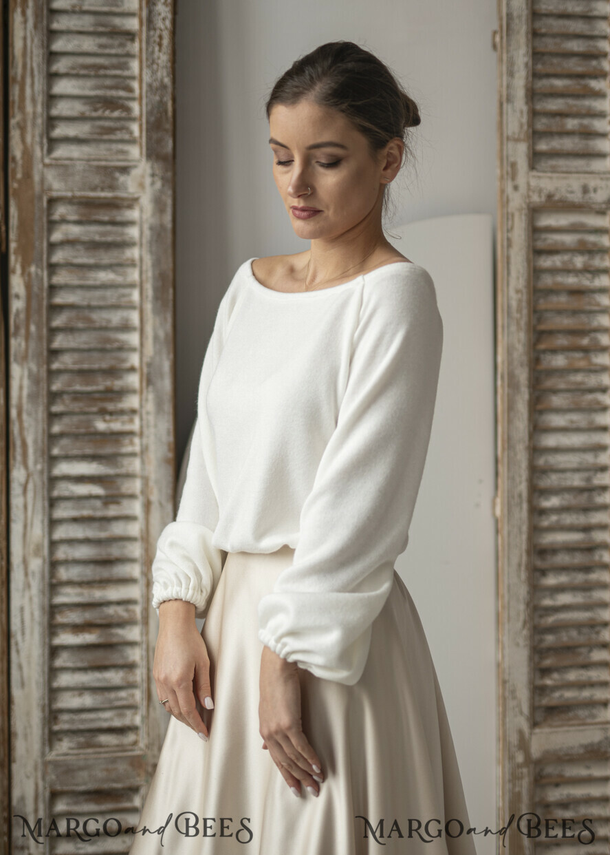 BRIDE bolero, robes, garter WEDDING BOLERO & SHRUGS Wedding Bolero Long Sleeve, Wedding Puff Sleeve Shrug, Bridal wedding Coverup,  Wedding Dress Topper, Bridal Capelet