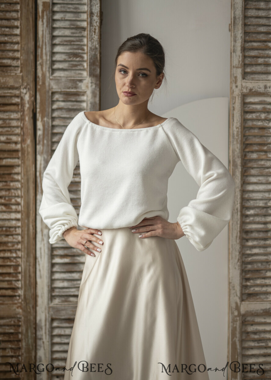 BRIDE bolero, robes, garter WEDDING BOLERO & SHRUGS Wedding Bolero Long Sleeve, Wedding Puff Sleeve Shrug, Bridal wedding Coverup,  Wedding Dress Topper, Bridal Capelet