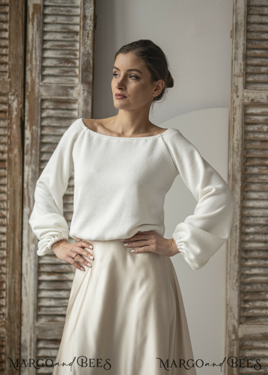 BRIDE bolero, robes, garter WEDDING BOLERO & SHRUGS Wedding Bolero Long Sleeve, Wedding Puff Sleeve Shrug, Bridal wedding Coverup,  Wedding Dress Topper, Bridal Capelet