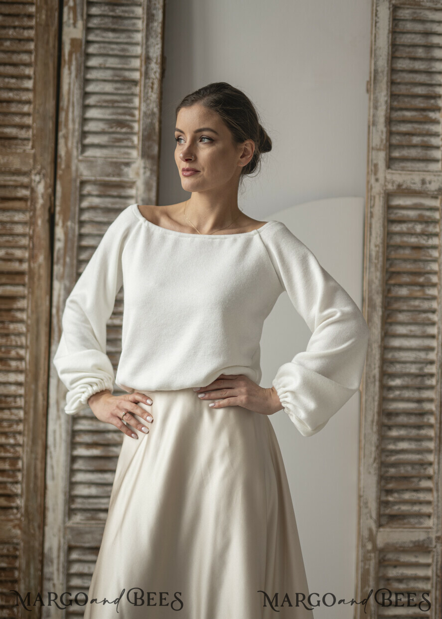 BRIDE bolero, robes, garter WEDDING BOLERO & SHRUGS Wedding Bolero Long Sleeve, Wedding Puff Sleeve Shrug, Bridal wedding Coverup,  Wedding Dress Topper, Bridal Capelet