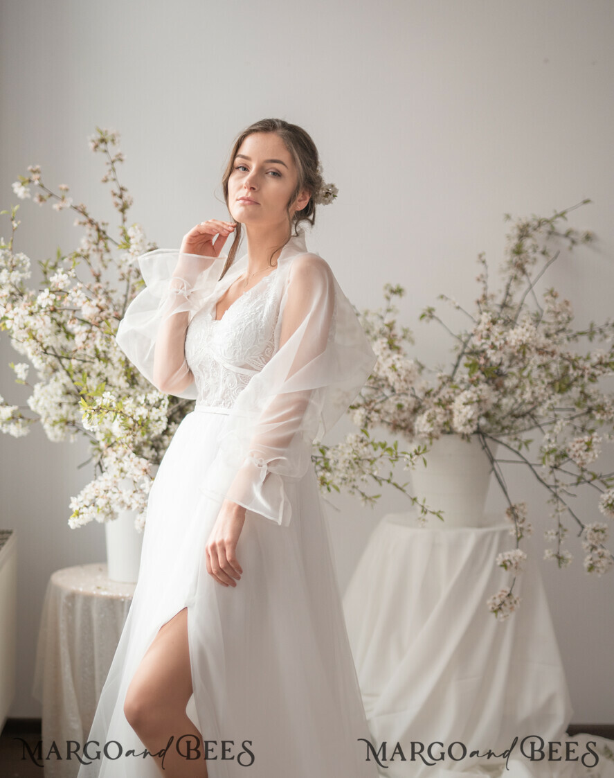 Wedding Bolero Long Sleeve, Puff Sleeve Mesh Shrug, Shrug Women