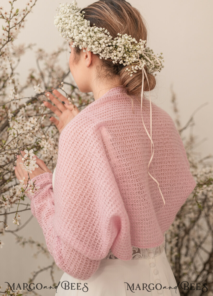 Pink Wedding bolero Shrug Women Wedding Bridal Sweater Cover Jacket for Bride Bridal Blouse Bridal Shrug