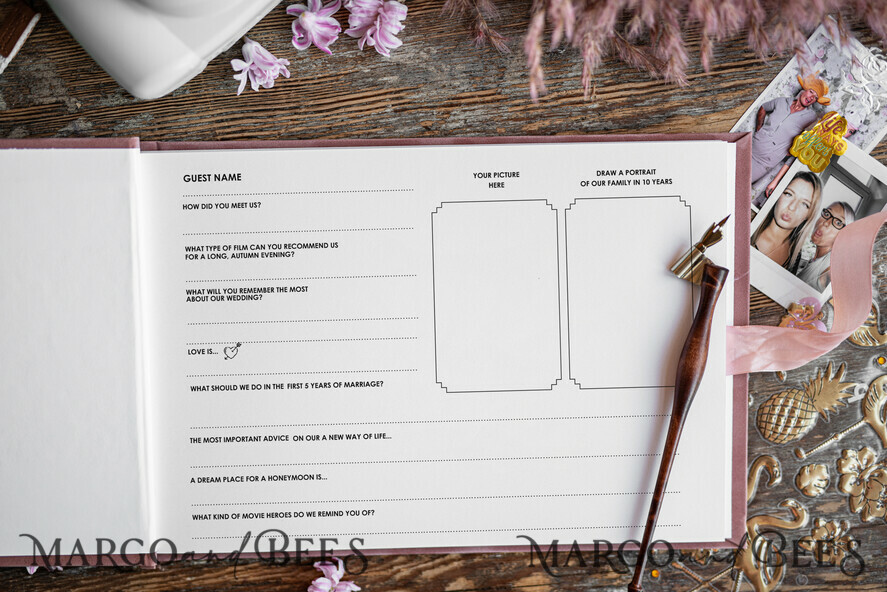 HOCHZEITS-GÄSTEBÜCHER Samtkissen Instax Gästebuch Luxus Blush Pink Instax Samt Hochzeits-Gästebuch Gold, Golden Großes Instant Hochzeits-Gästebuch, Samt Pink Polaroid Samt Gästebuch