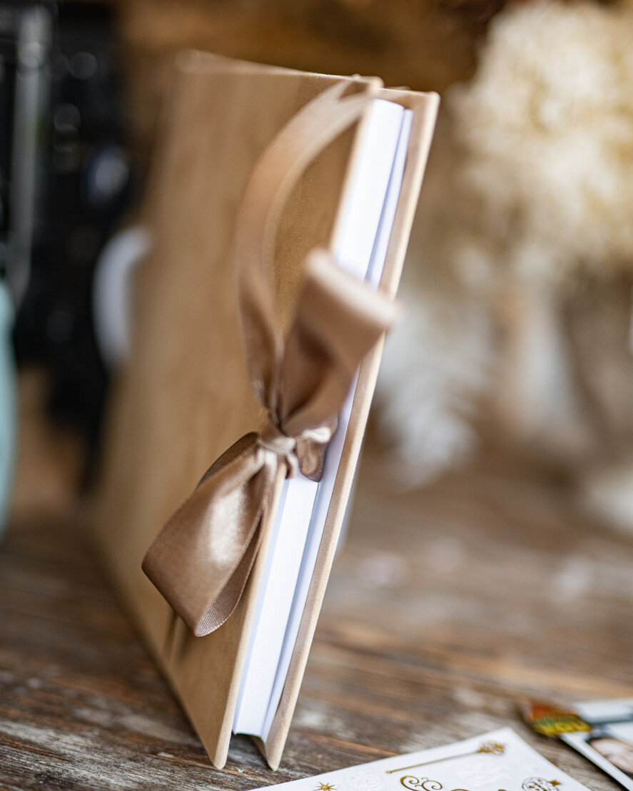 HOCHZEITS-GÄSTEBÜCHER Samtkissen Instax Gästebuch Nude Boho Instax Samt Hochzeitsgästebuch Gold, Beige Sofort-Hochzeitsgästebuch, Polaroid Samt Gästebuch Taupe Golden Hochzeit