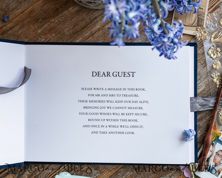 HOCHZEITS-GÄSTEBÜCHER Samtkissen Instax Gästebuch Luxuriöses navy blaues Instax Samt Hochzeits-Gästebuch Gold, Großes Instant Hochzeits-Gästebuch, Polaroid Samt-Gästebuch
