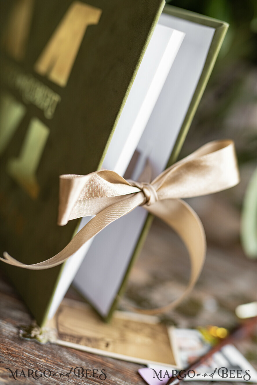 HOCHZEITS-GÄSTEBÜCHER Samtkissen Instax Gästebuch Luxuriöses Olive Blue Instax Samt Hochzeits-Gästebuch Gold, großes Instant Hochzeits-Gästebuch, Toscana Polaroid Samt Gästebuch